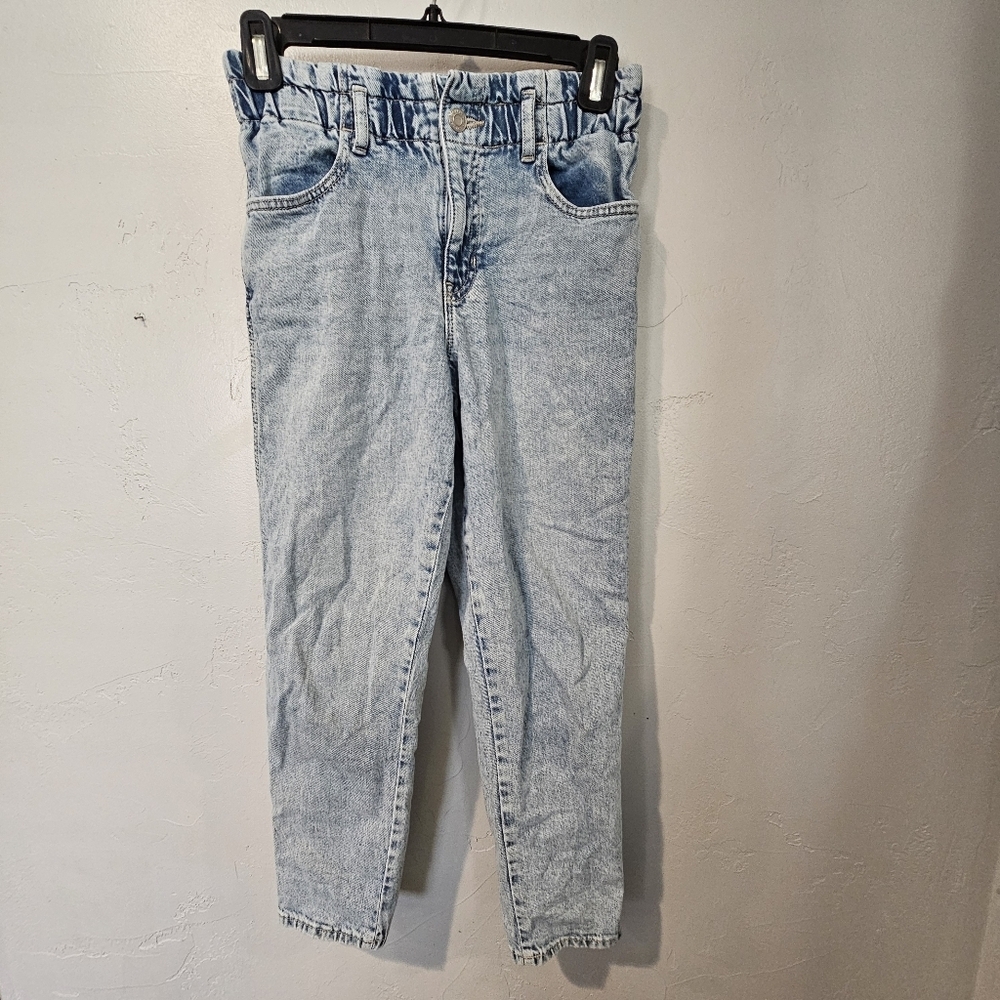 Gap Girls 12 Mom Jeans Paperbag Waist High Rise Light Wash Denim